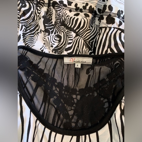 Funky Zebra stripes and embroidery /mesh tunic - Picture 6 of 8